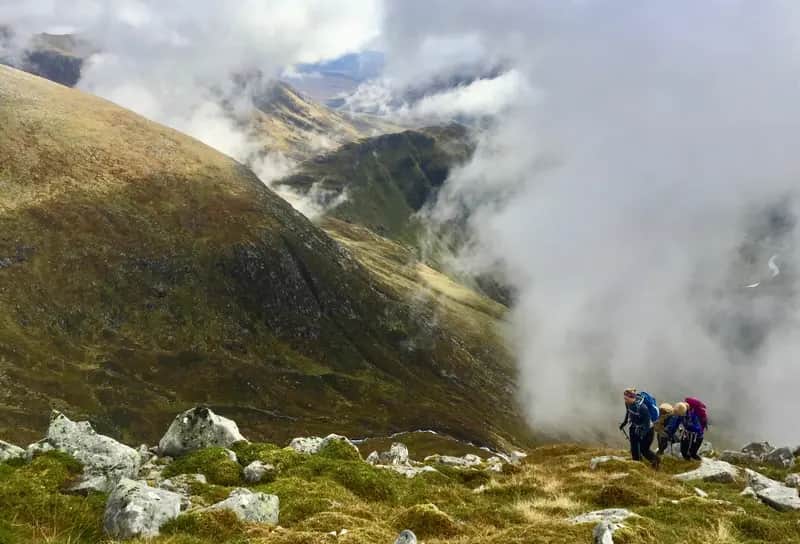 IT STARTED SO WELL: Superb conditions in Glen Nevis as we headed up The Ben for my Full House completion – it didn't last