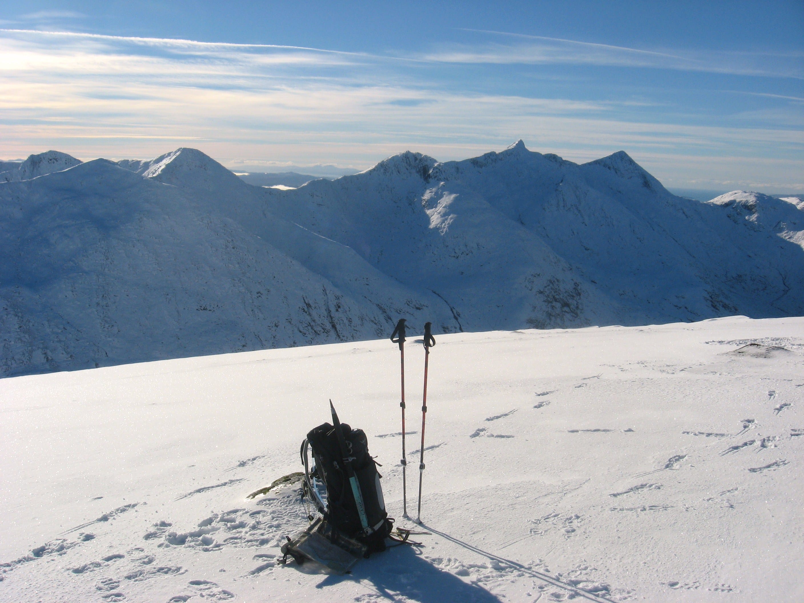 PEAK CONDITION: The peaks of Ben Cruachan sparkle in the sunlight and snow from the summit of Beinn a'Chochuill