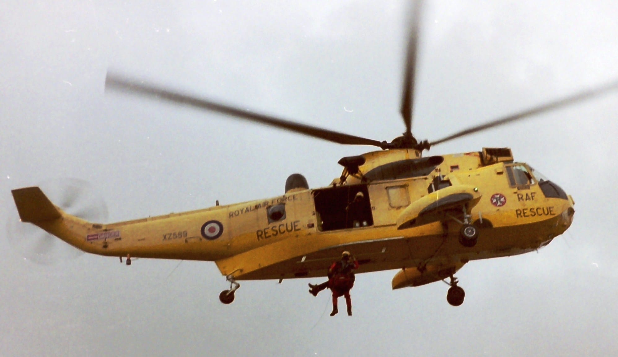YELLOW PEARL: I'm winched up into the rescue helicopter after coming a cropper during the descent of Tryfan