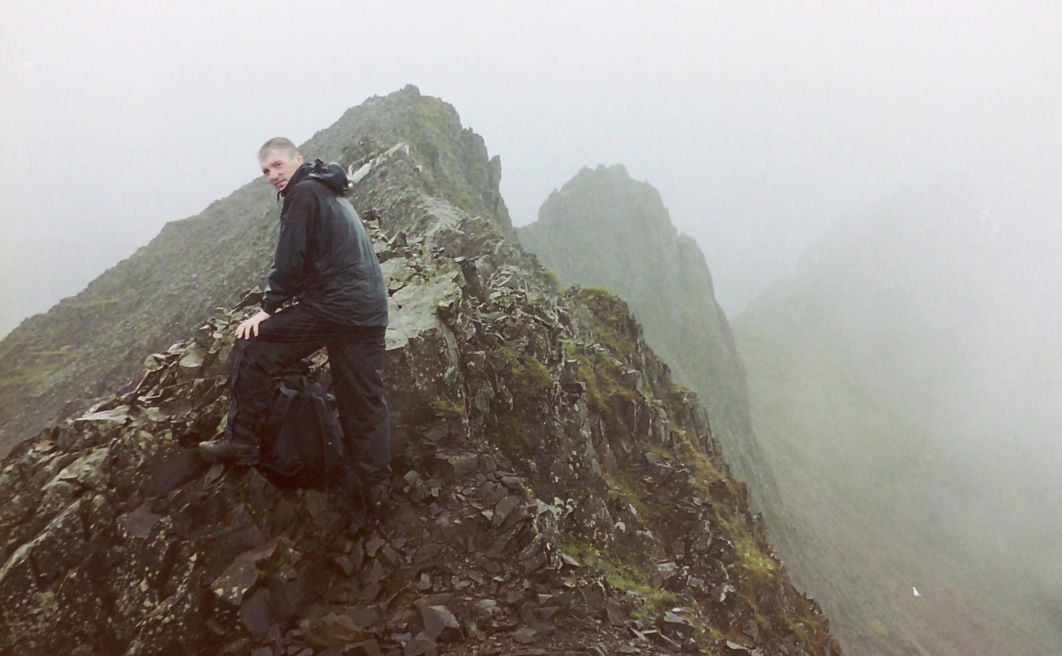 FULLY CLOTHED: On the Crib Goch ridge