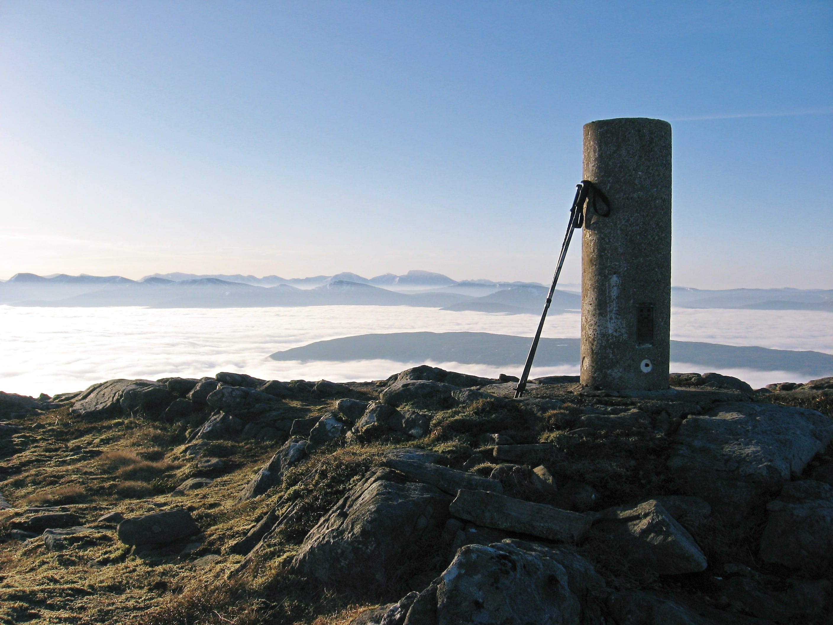 CLOUD PLEASER: The view from the trig point at the summit of Beinn Loinne on a cold, icy February morning