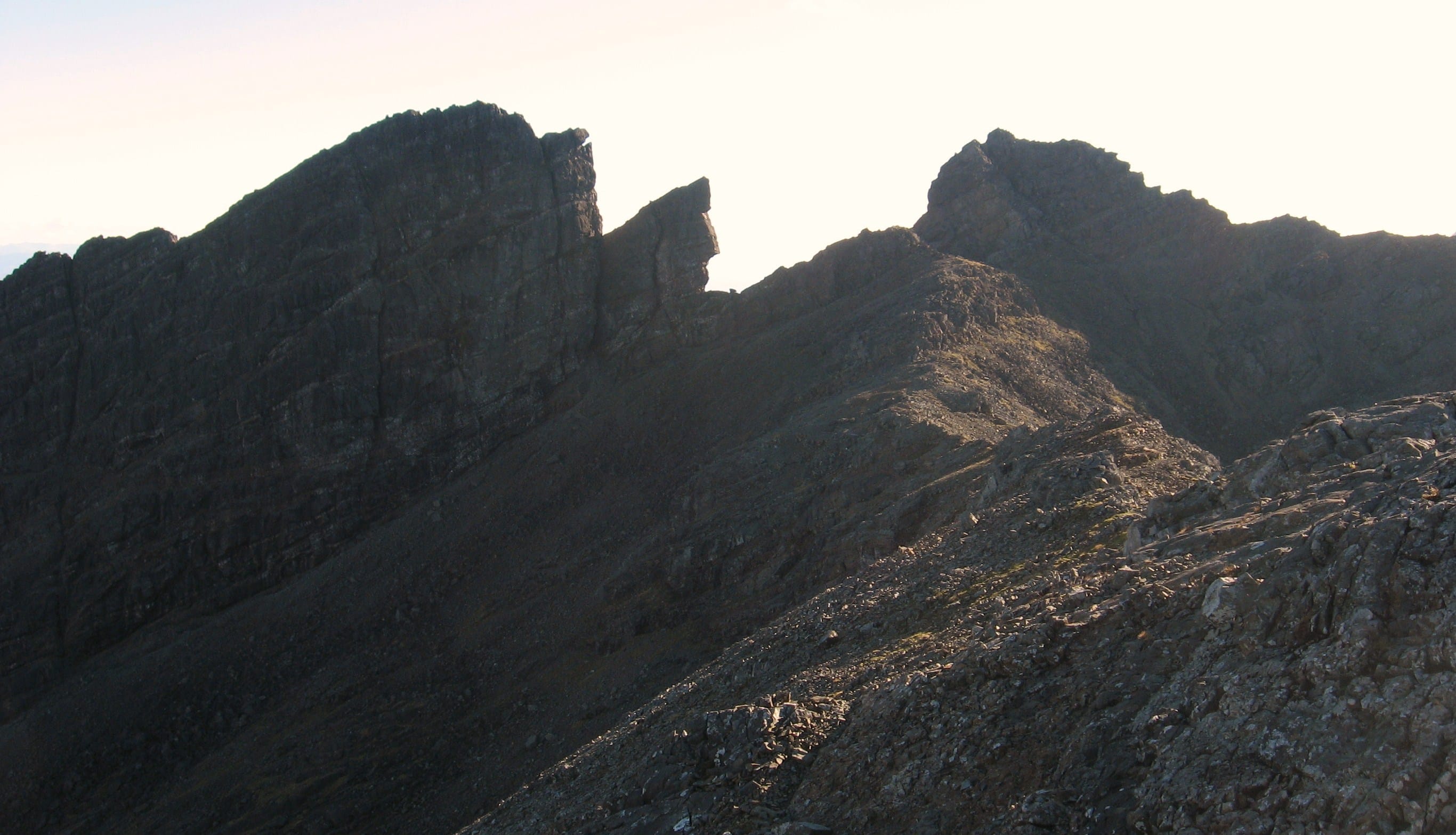 JAGGED EDGE: Looking back to Am Basteir and its adjoining rock tower the Bhasteir Tooth