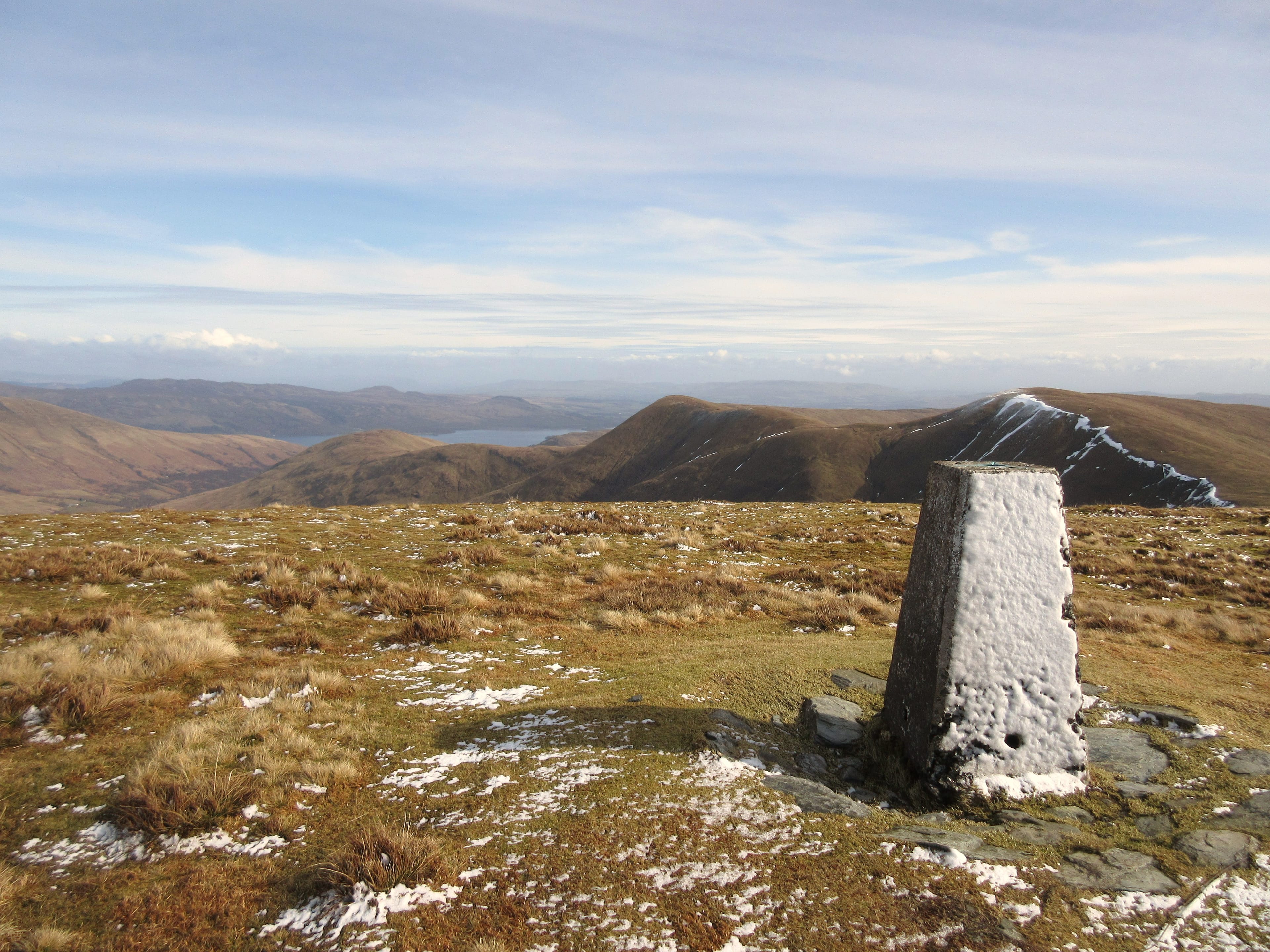 AT LAST: The view over Loch Lomond from the snow-pasted trig point on Beinn Chaorach, a hill that I first tried to climb 23 years ago
