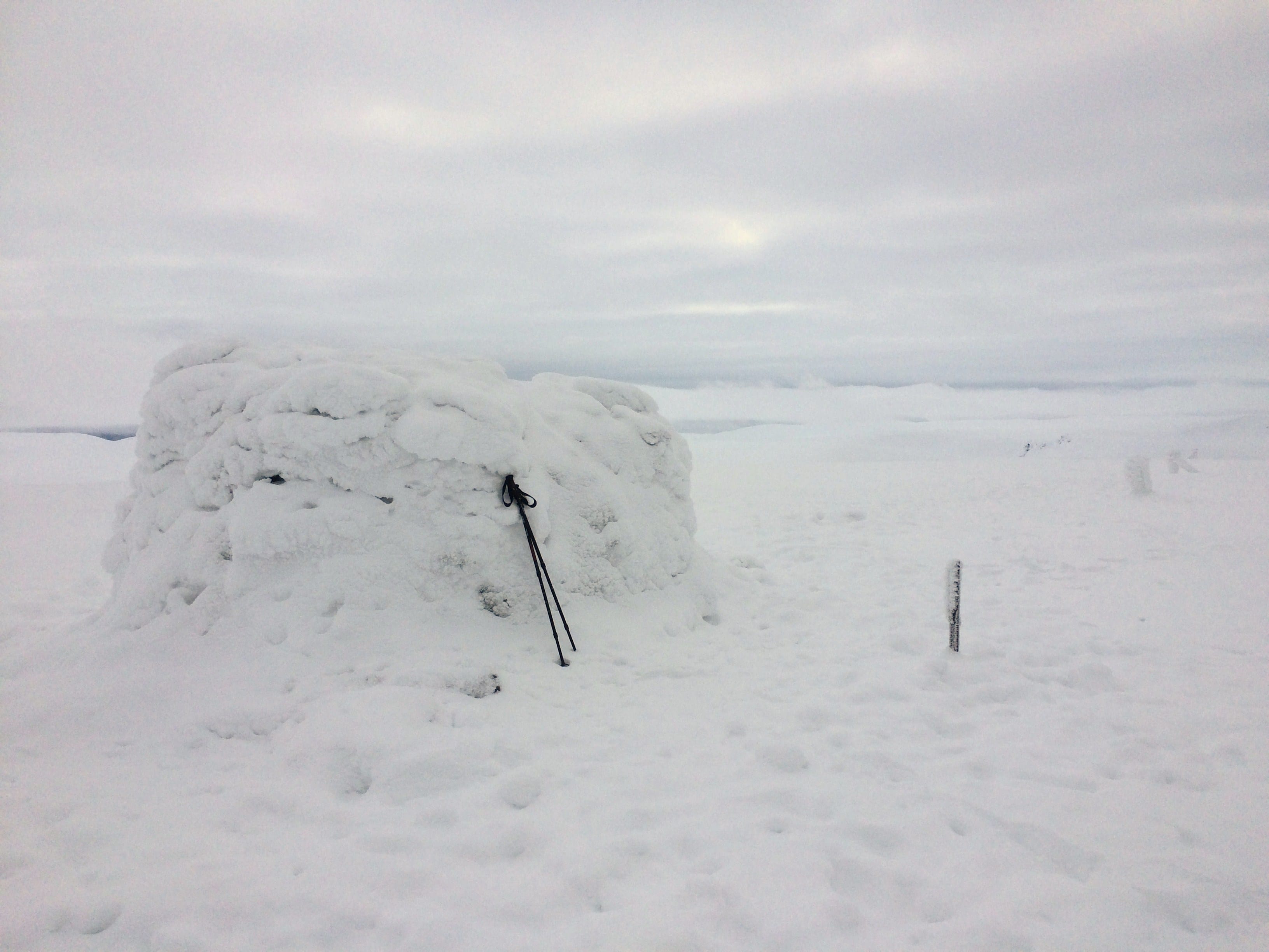SNOWBOUND: Meall Chuaich cairn