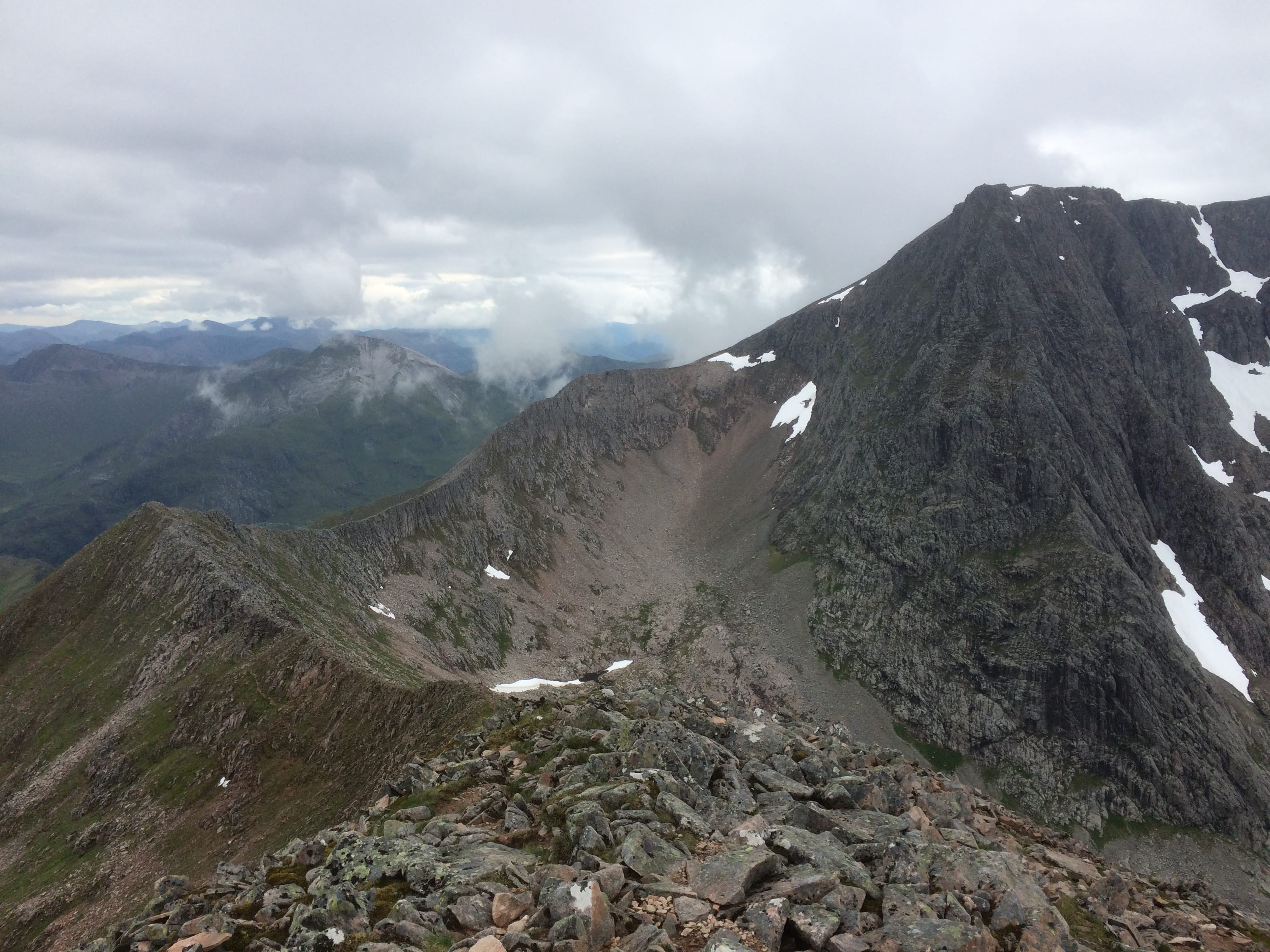 BIG BEN: Scotland's highest mountain shows off its many faces from the Carn Mor Dearg Arete with the Mamores as a backdrop