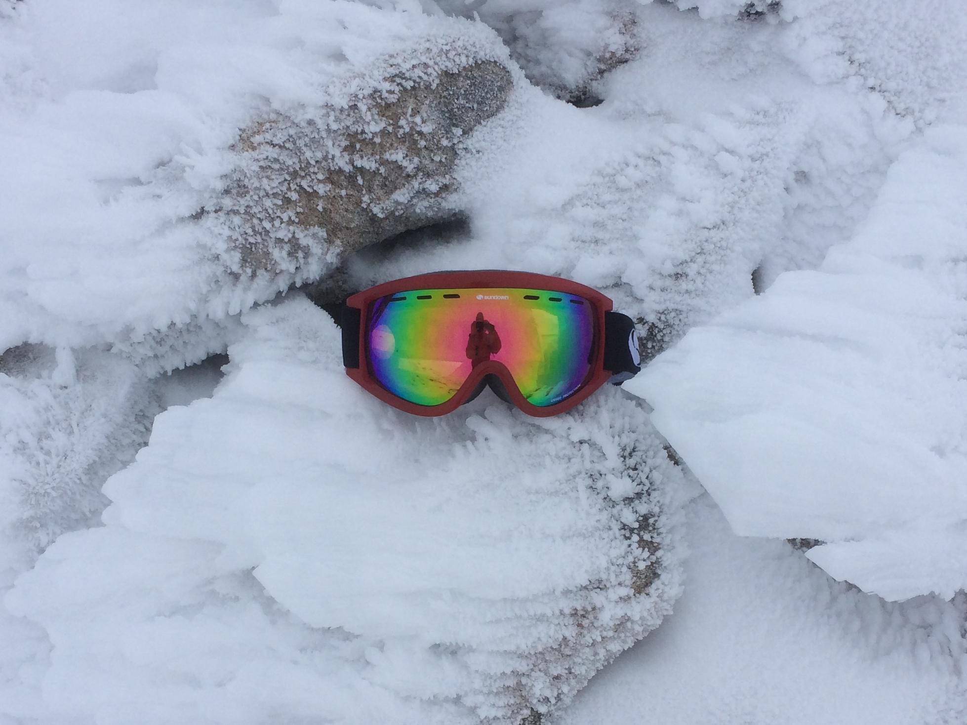 COLOUR CONSOLATION: The only way to get a self-portrait - and a splash of colour - in the white-out at the top of Beinn Teallach