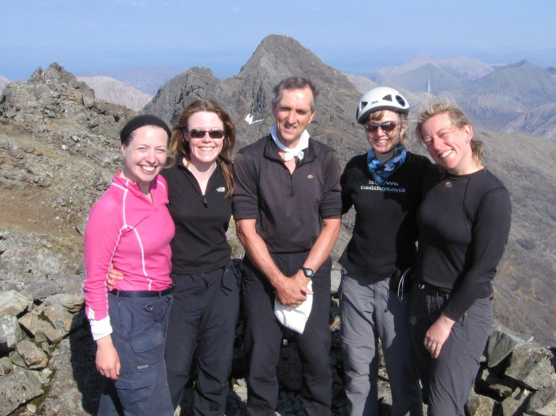 GIRLS ON TOP: Some of the ladies in our group celebrating the completion of the Skye Munros with guide Gerry Ackroyd 