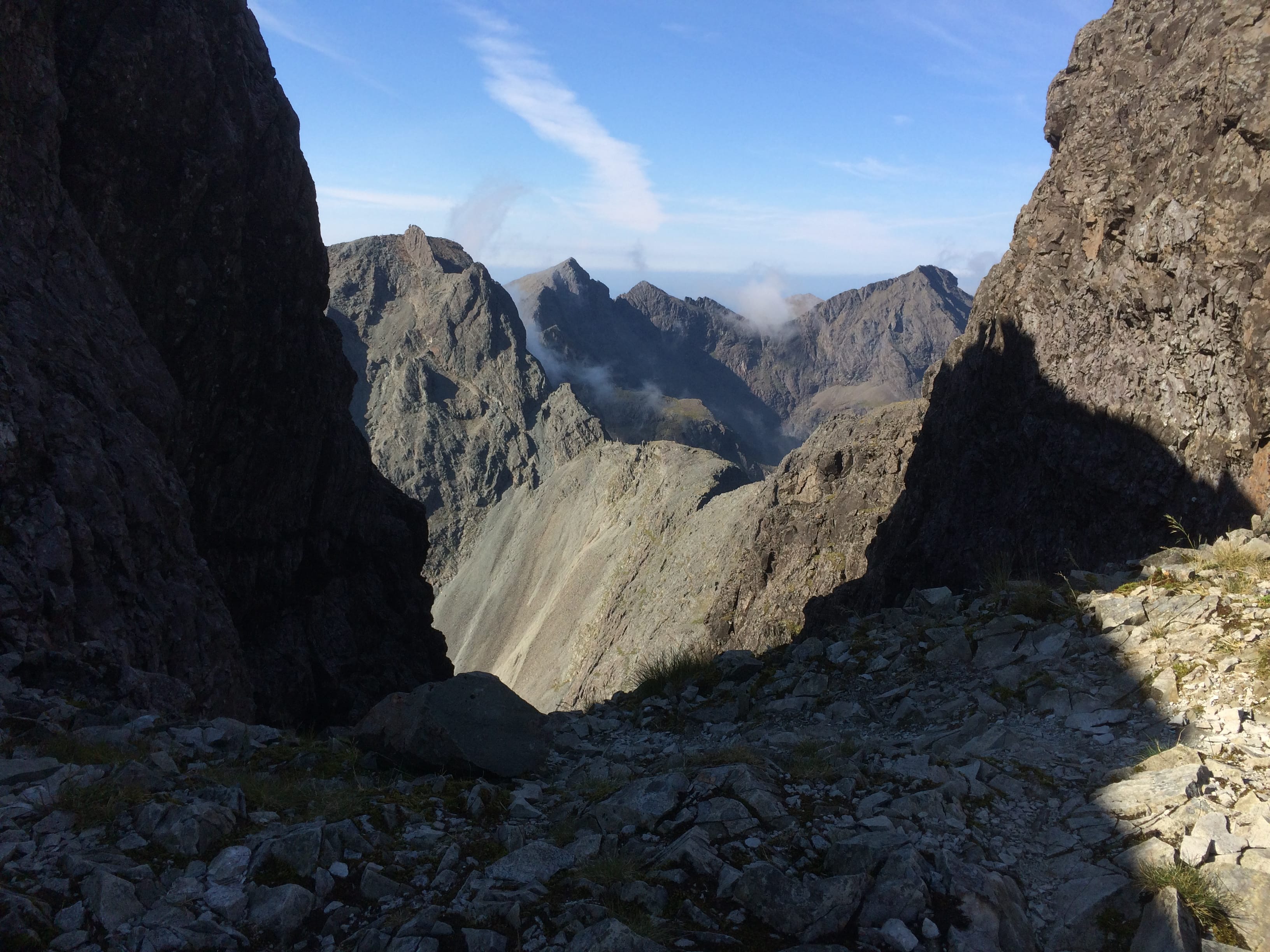 BLADE RUNNER: The rocky fin of the outrageous Inaccessible Pinnacle as seen from the top of the Great Stone Chute