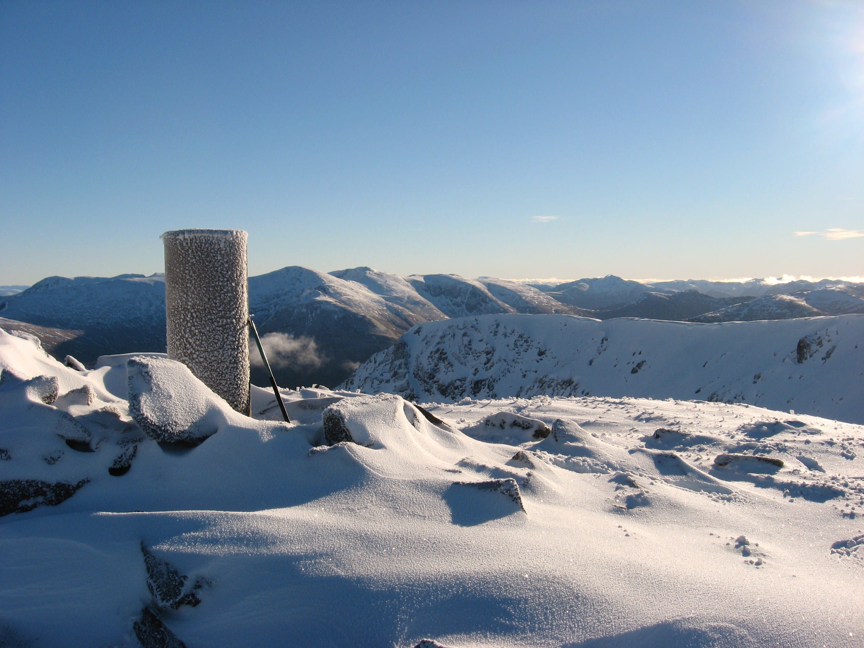 WNTER DREAMING: Perfect sunshine view over the Affric peaks from the snow-bound summit of An Socach