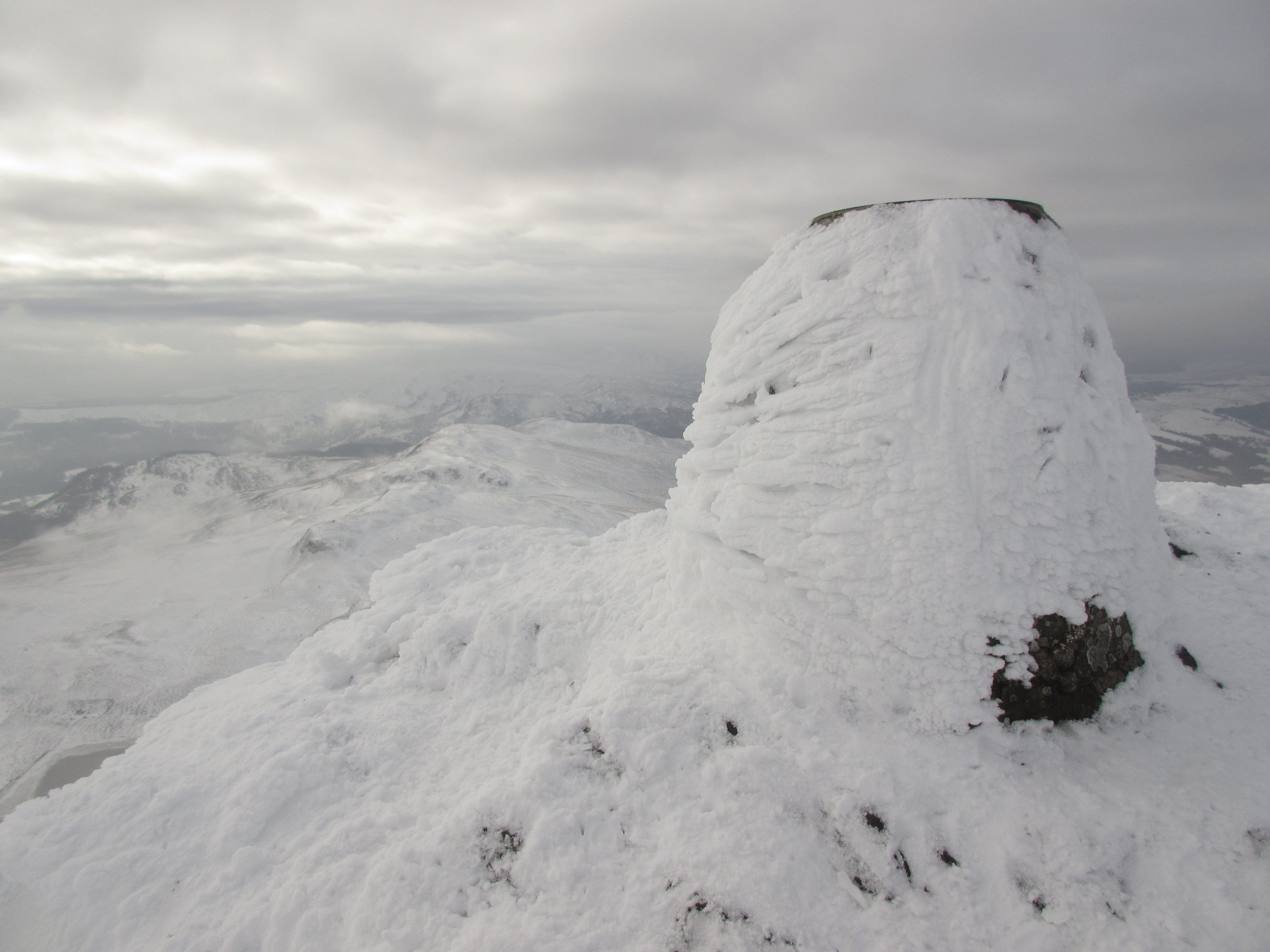 'SNOWBOUND: The view from the summit of Ben Vrackie last weekend - lots of walkers and a variety of footwear'