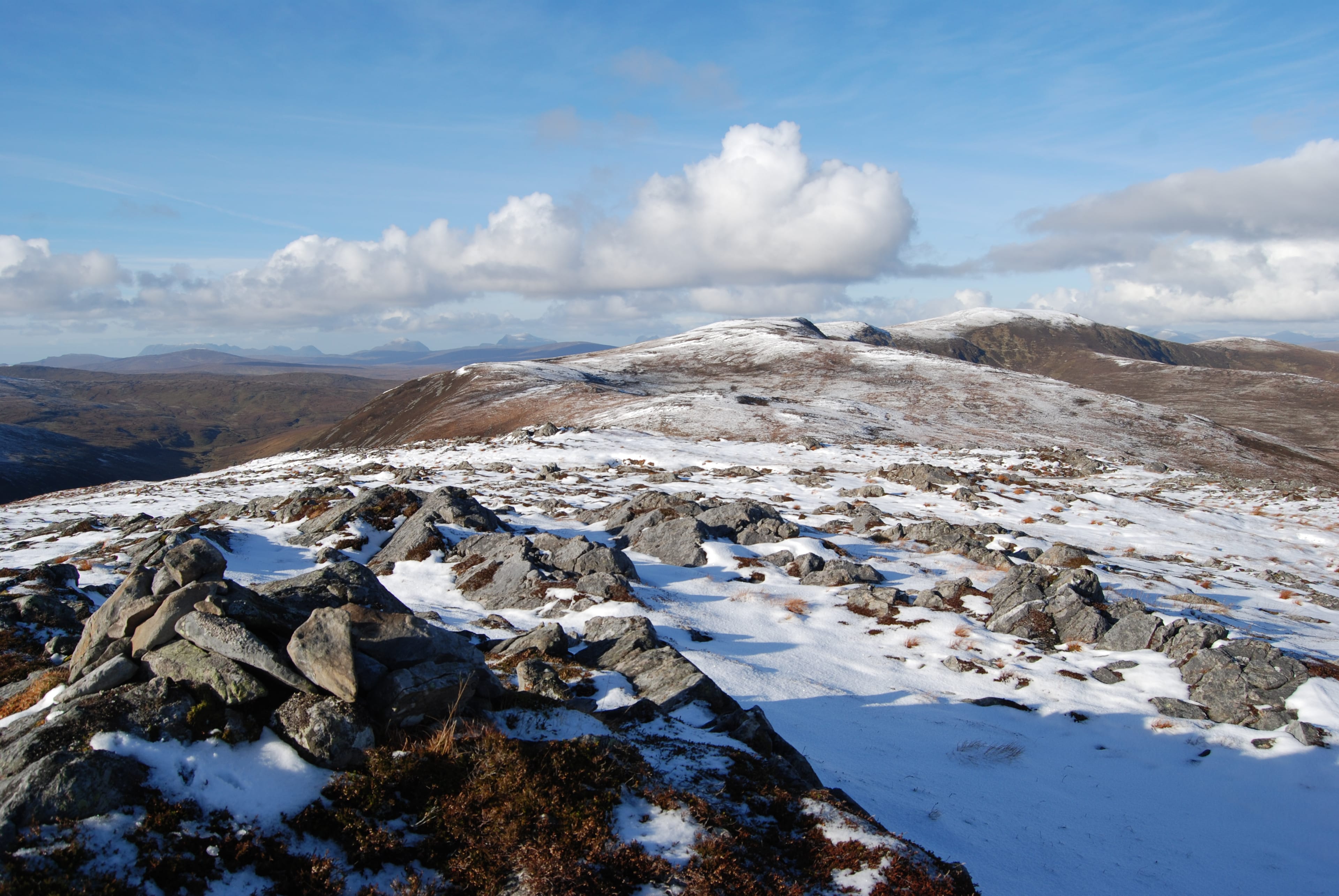 'WIDE OPEN SPACES: Looking along the ridge to the distant summit of Carn a'' Choin Dheirg above Glen Alladale'
