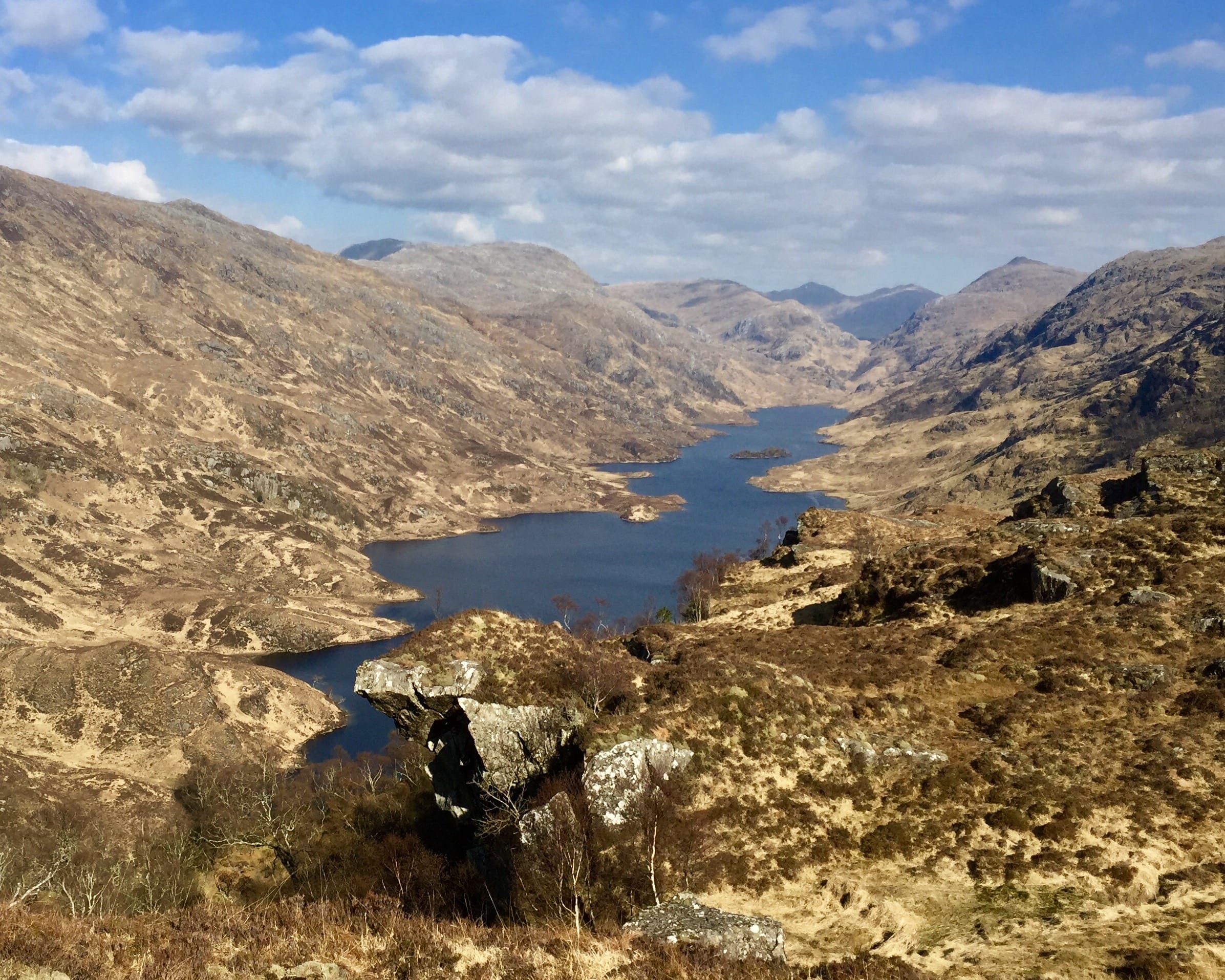 'HIDDEN OASIS: The blue waters of lonely Loch Beoraid from the steep descent towards Meith Bheinn'
