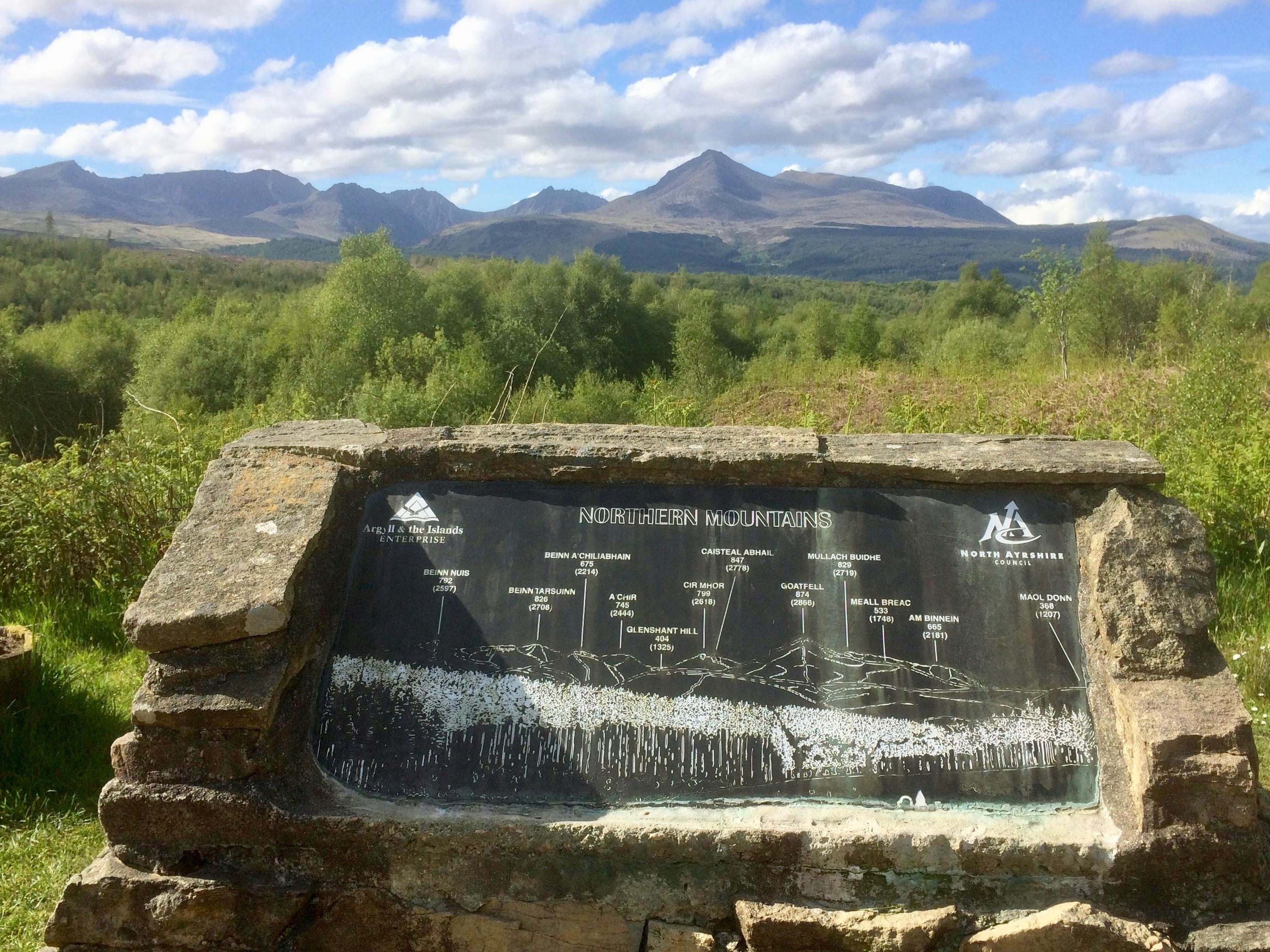 'OUT OF REACH: The Arran mountains on the horizon from the viewpoint on the road to Lamlash, empty for the foreseeable future'