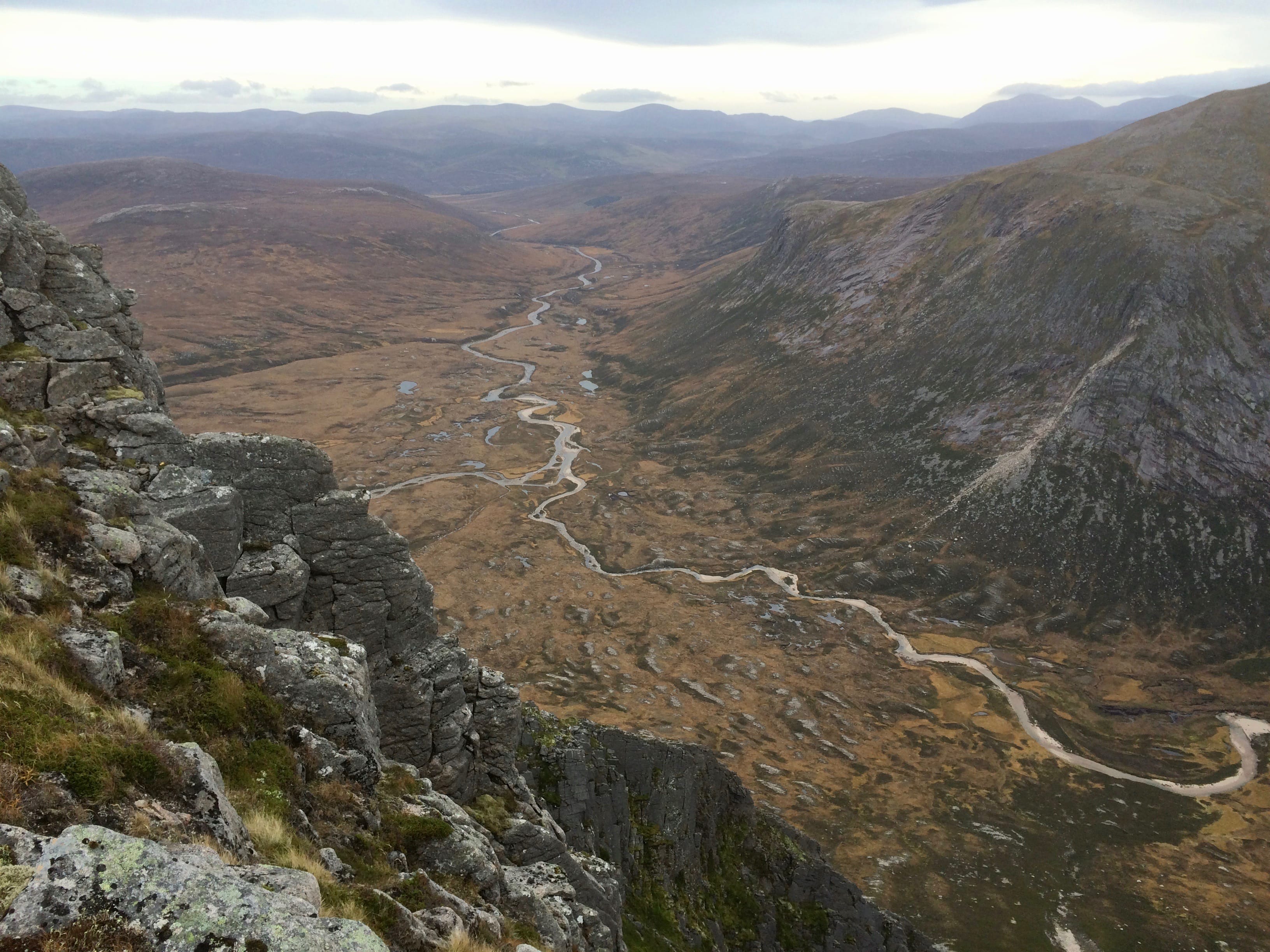 'EMPTY SPACES: Looking over Glen Geusachan and down Glen Dee from the the summit of The Devil''s Point'