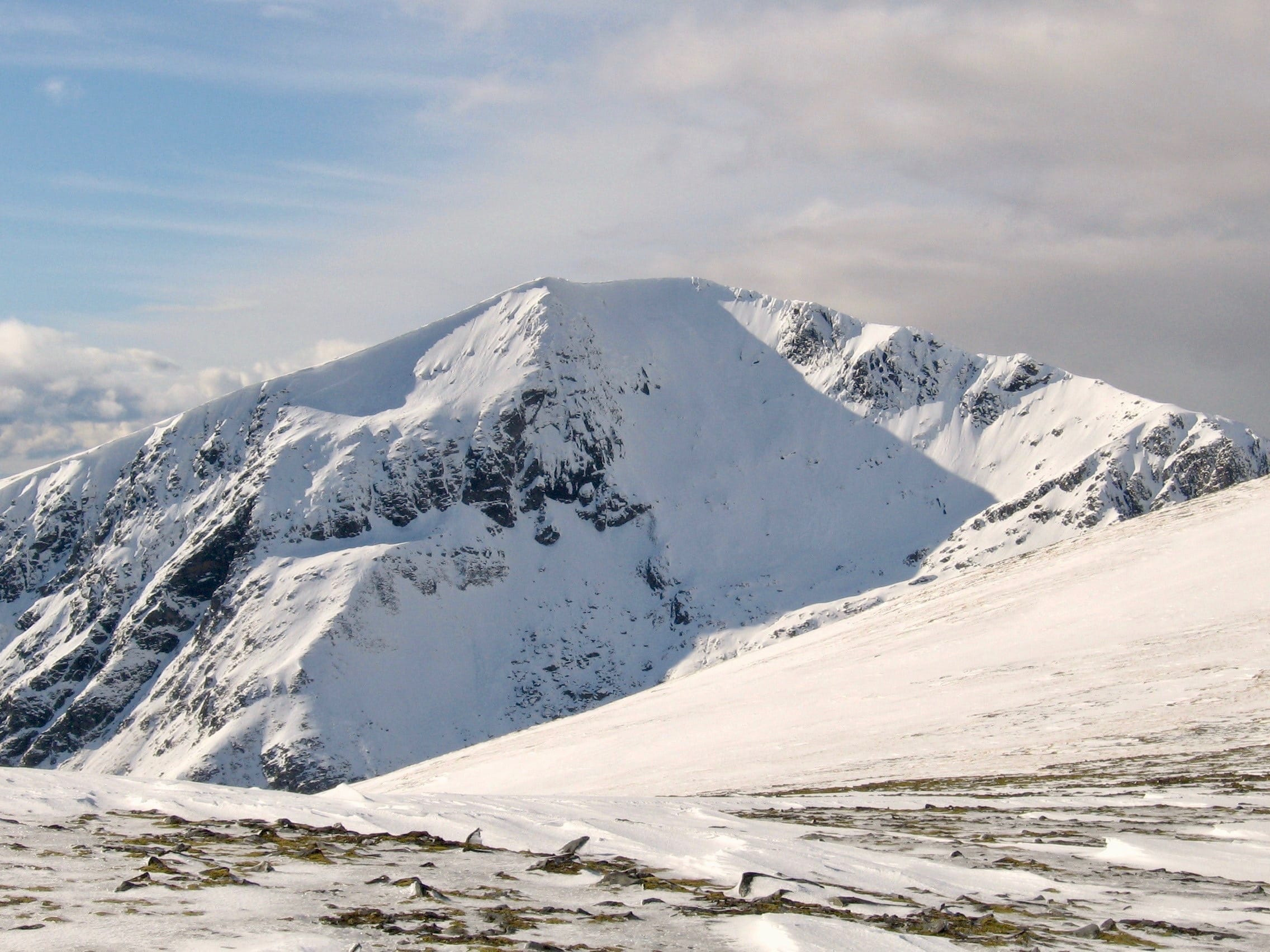 CENTRE STAGE: The heart of the Fannaichs, Sgurr nan Clach Geala, in winter colours from ridge to Sgurr Mor