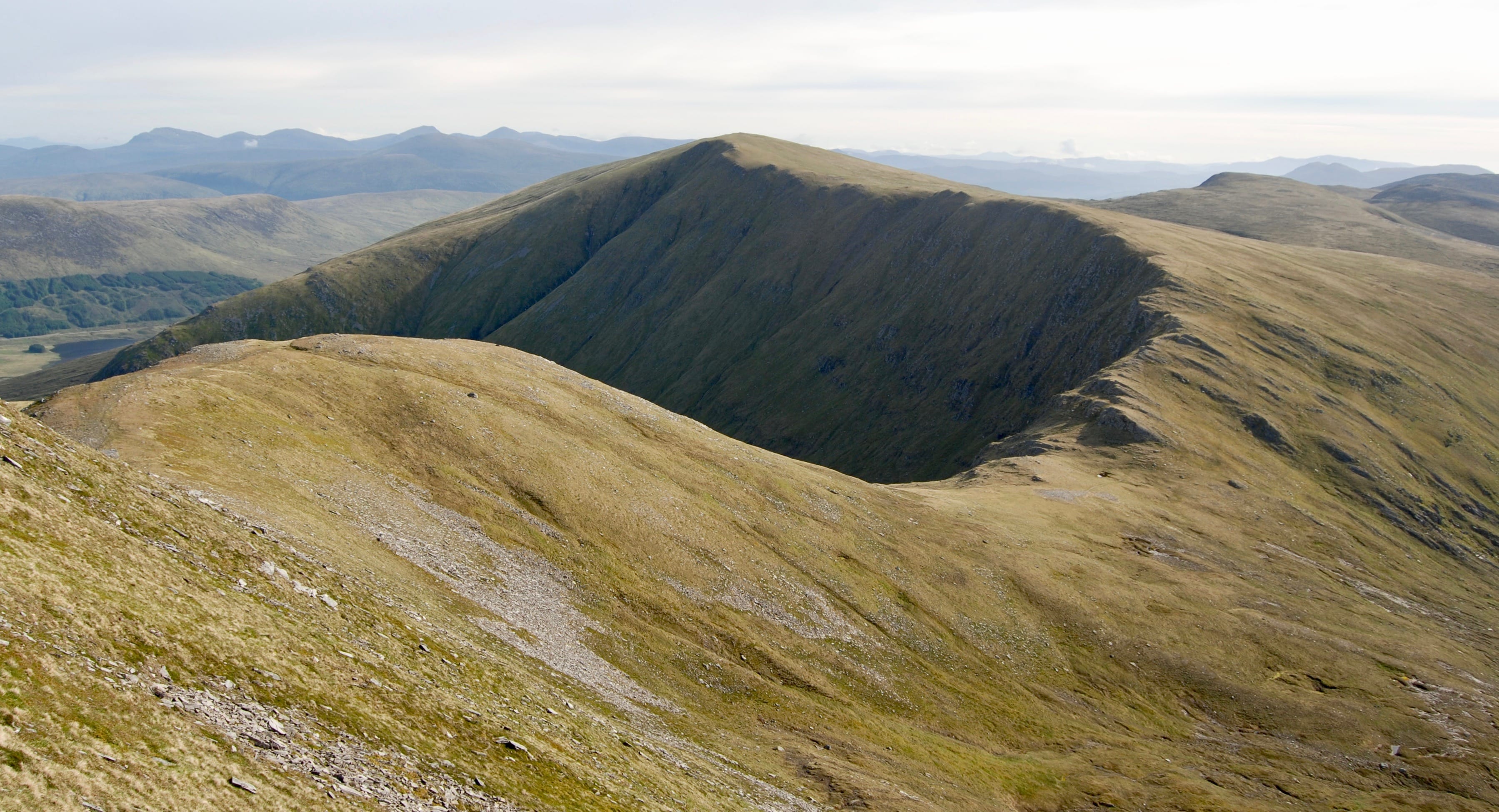 'MOSTLE HARMLESS: Moruisg and the curving ridge line from the summit of its neighbour Sgurr nan Ceannaichean'