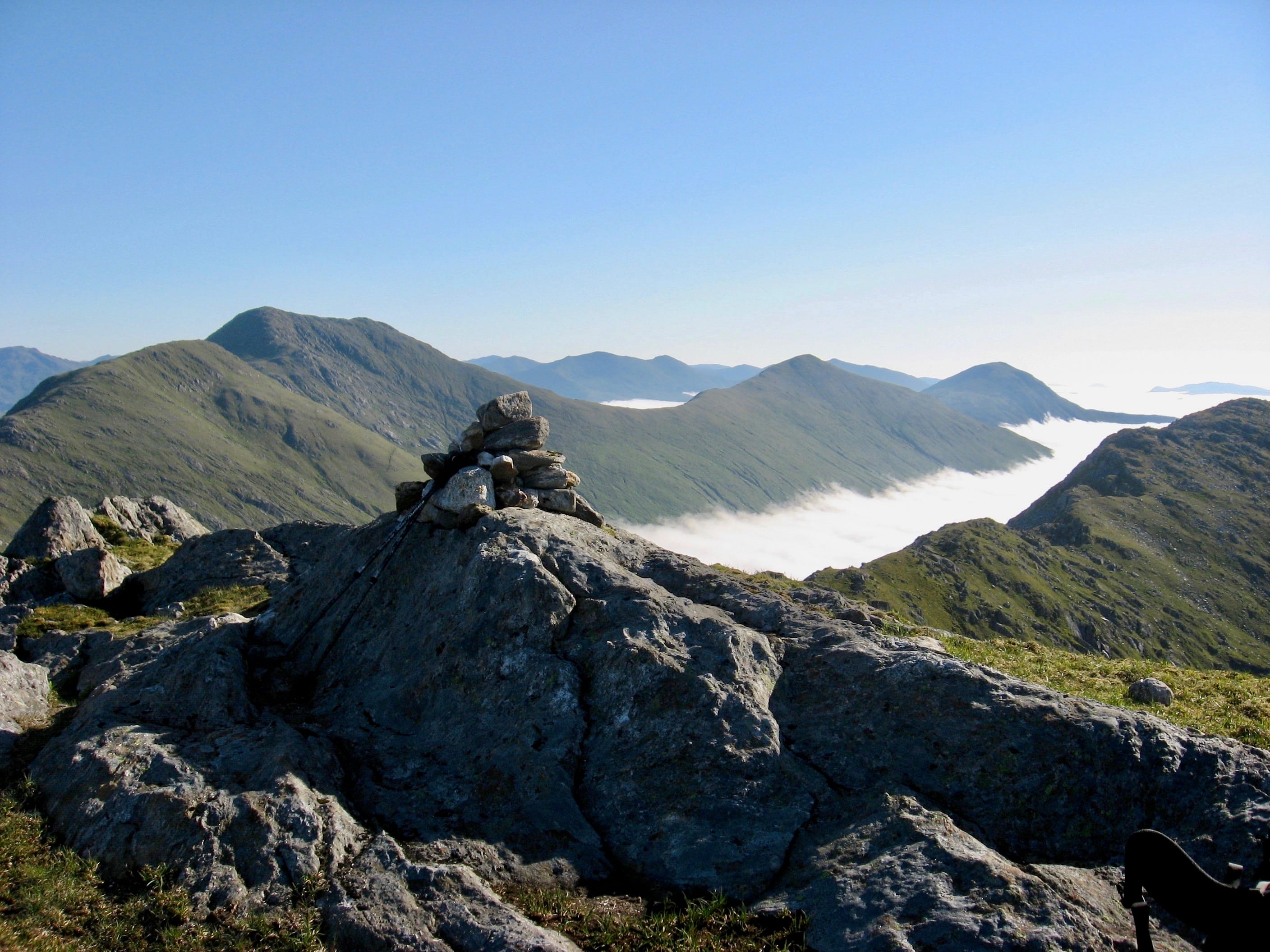'THE LONG VIEW: Sgurr Mor and Sgurr an Fhuarain ridge from the summit cairn of Sgurr Cos na Breachd-laoidh'