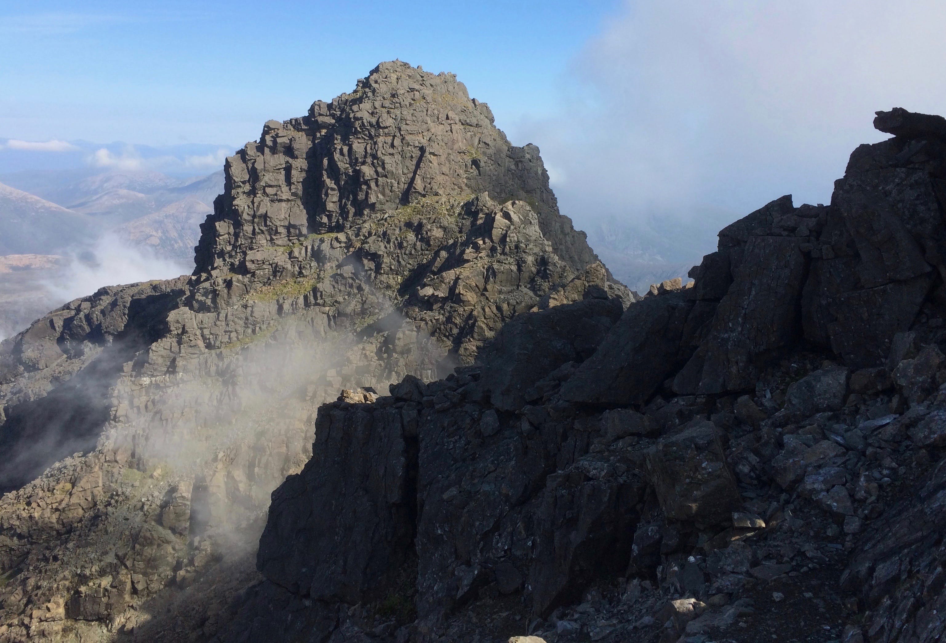 MOUNTAIN FORTRESS: The soaring battlements of Sgurr Dubh Mor as seen in approach from Sgurr Dubh an Da Bheinn