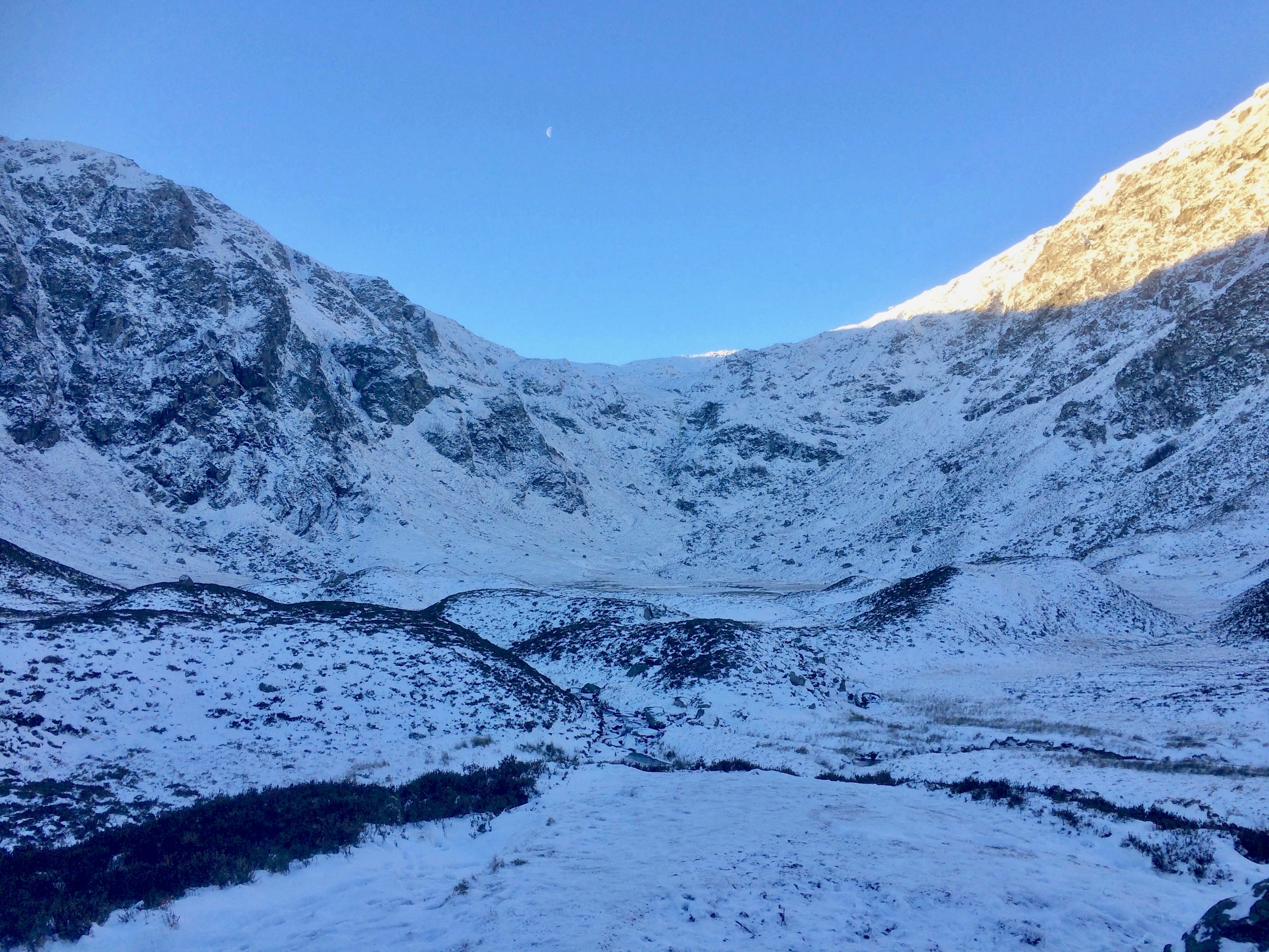 SNOW BOWL: Heading into Corrie Fee in the depths of a beautiful winter day – no place to leave children unsupervised