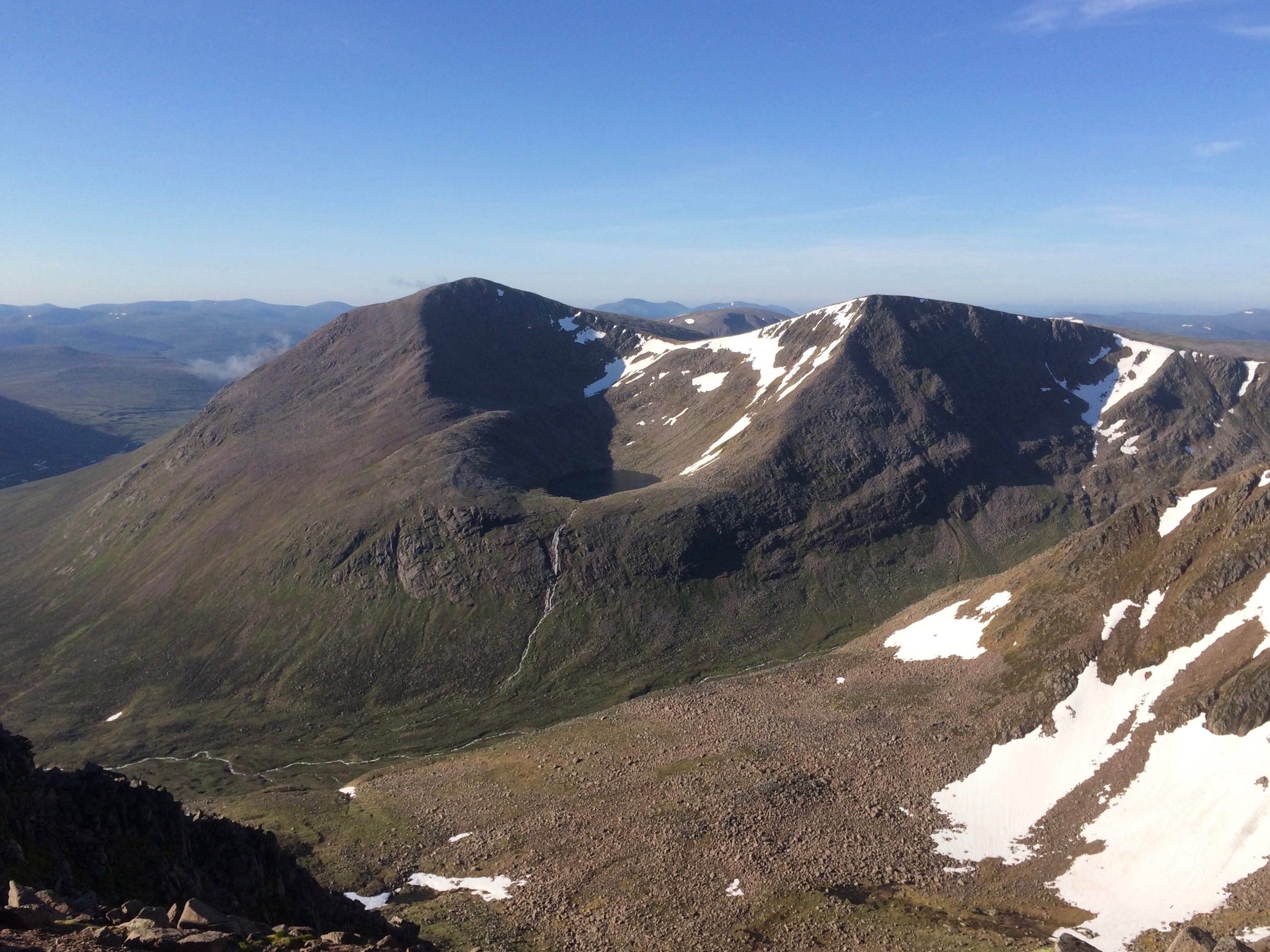 'NAME BLAME GAME: Looking over Coire an Lochain Uaine to Cairn Toul and Sgor an Lochain Uaine from descent of Braeriach'