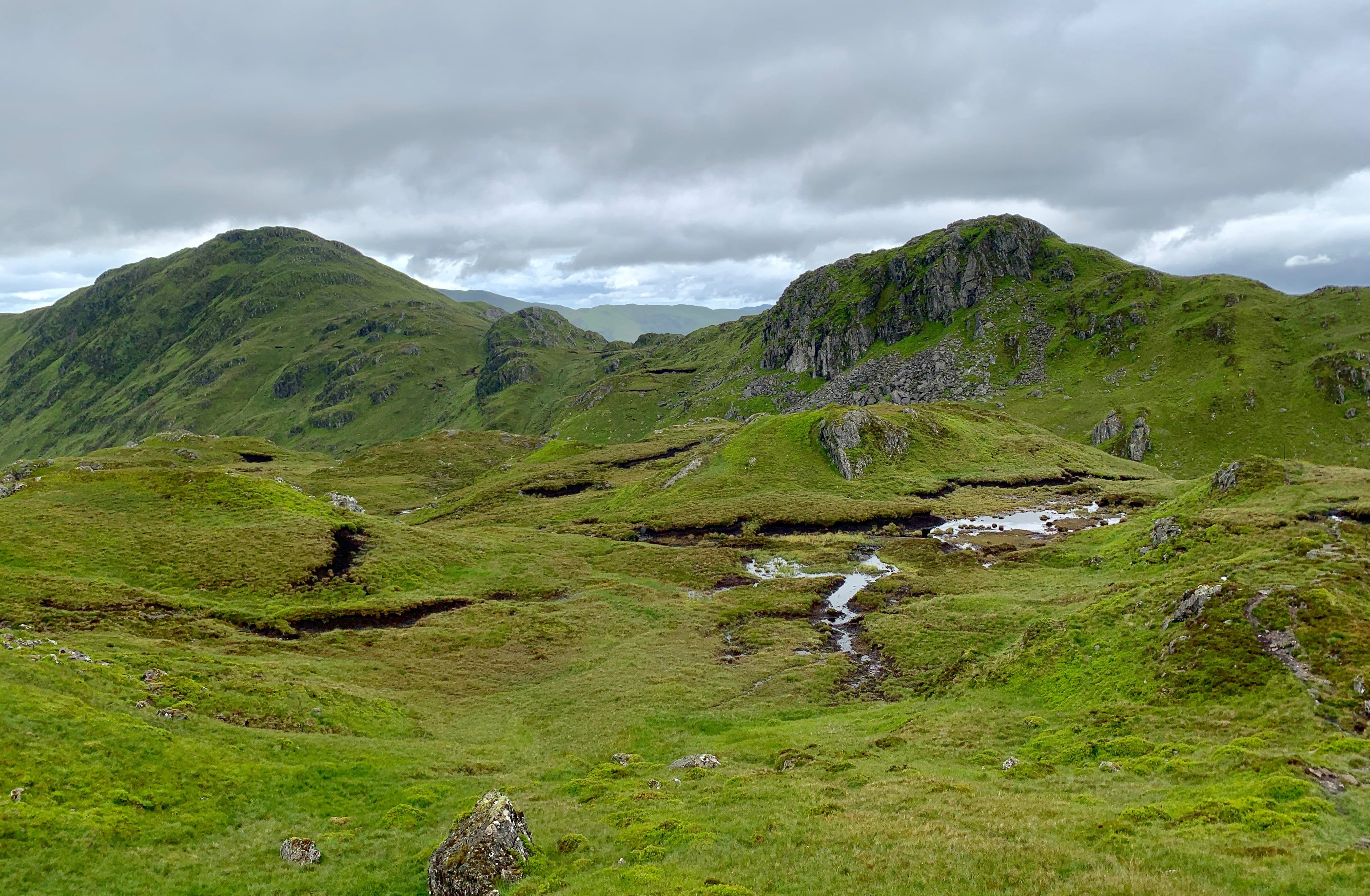 EACH WAY BET: Looking back over the low col to Beinn Each before starting the windy final ascent of Stuc a' Chroin