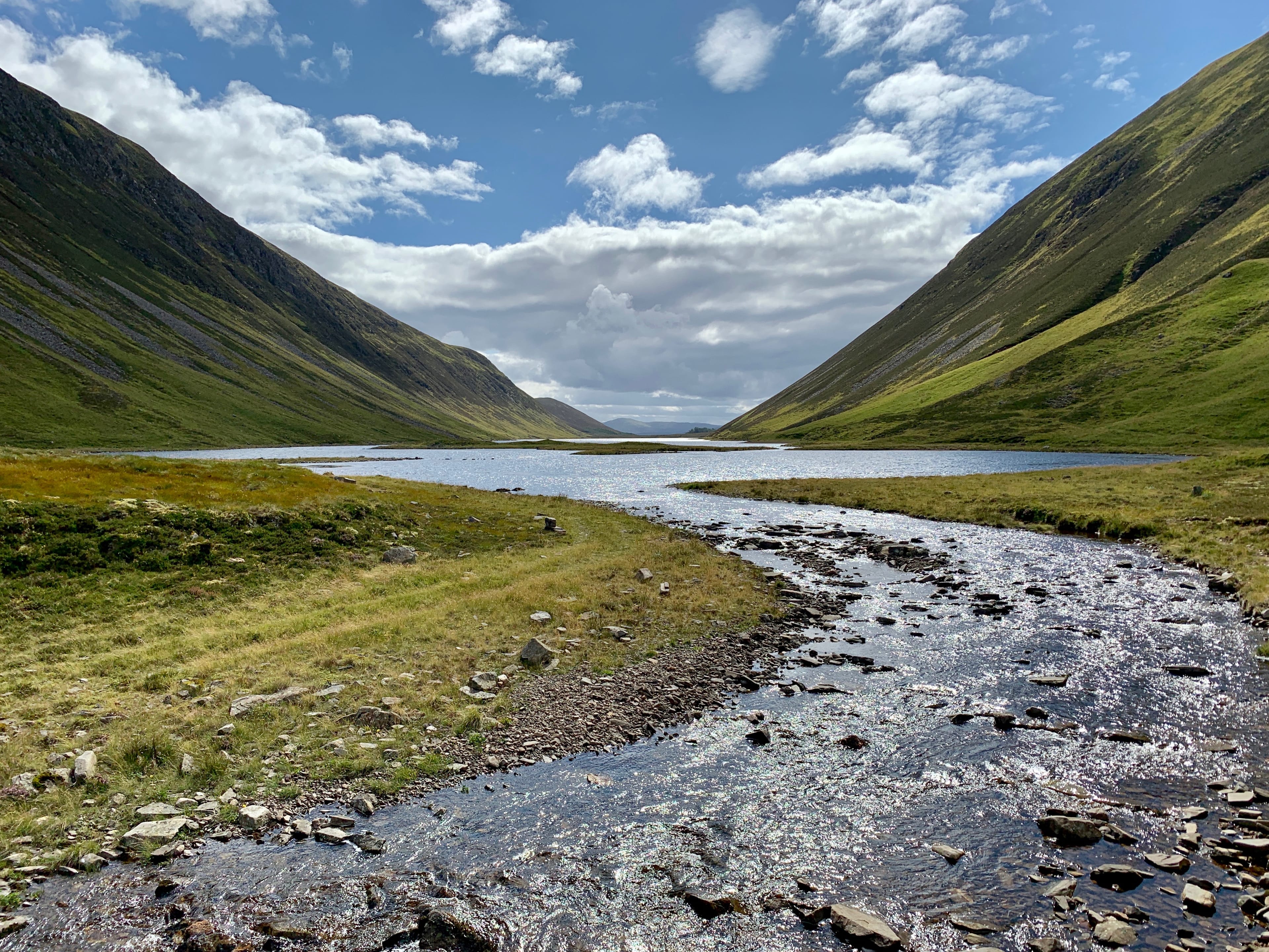 SPLIT WATER: Looking down Loch an Duin which divides the steep slopes of A'Chaoirnich, left, and An Dun 