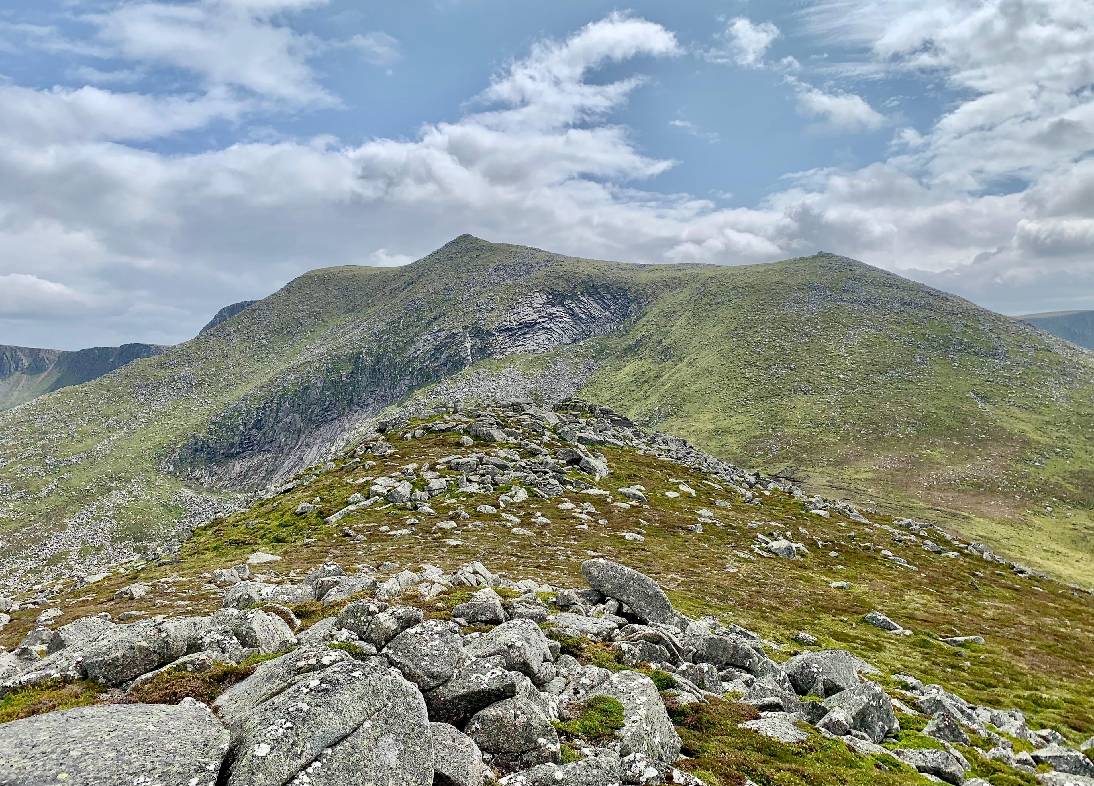 VIEW OF THE CENTURY: Looking to the main summits of Lochnagar from Meall Coire na Saobhaidhe on a special finish