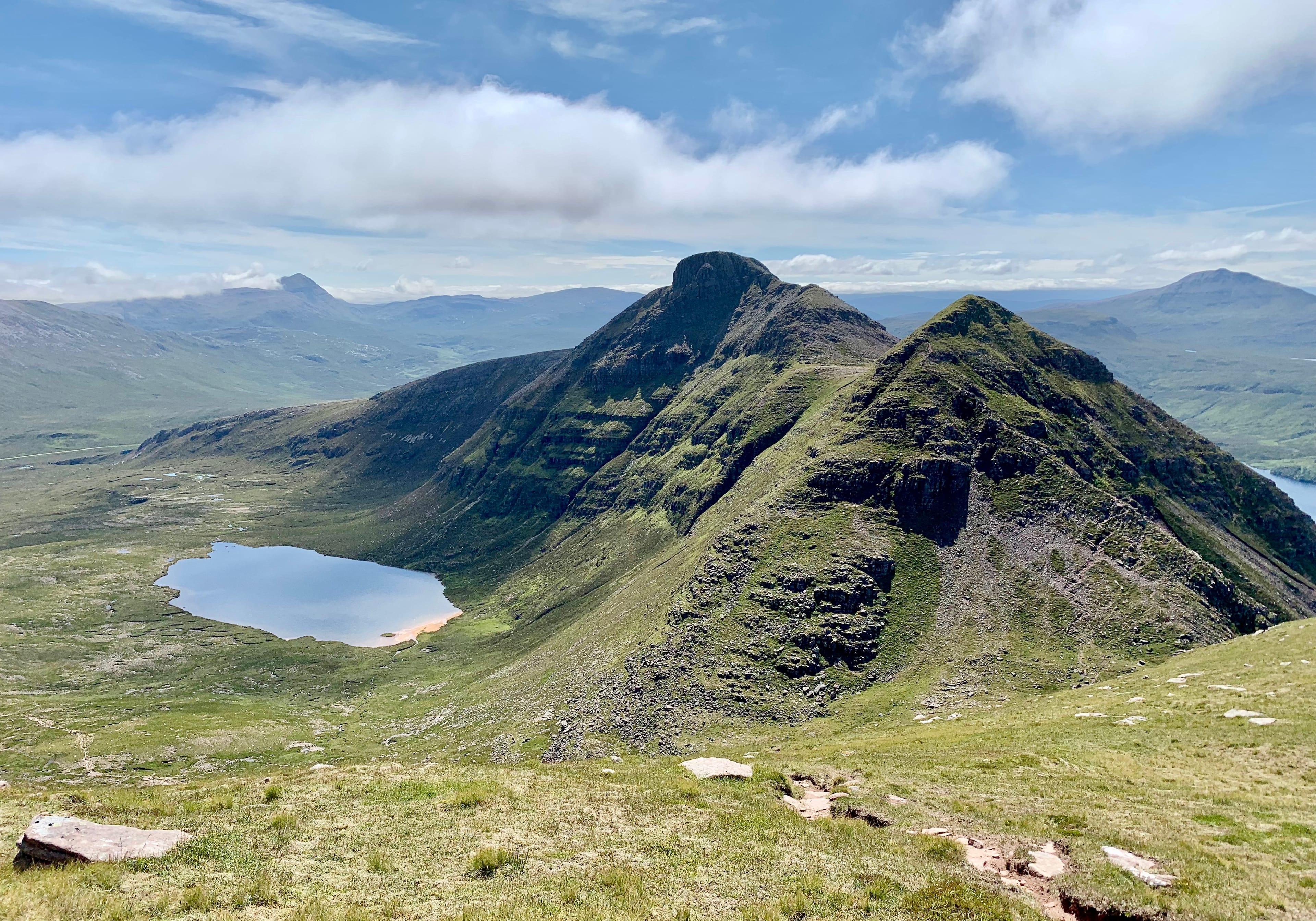 PEAK CONDITION: Looking back to the first of the three Corbett summits on Quinag, the spectacular Spidean Coinich