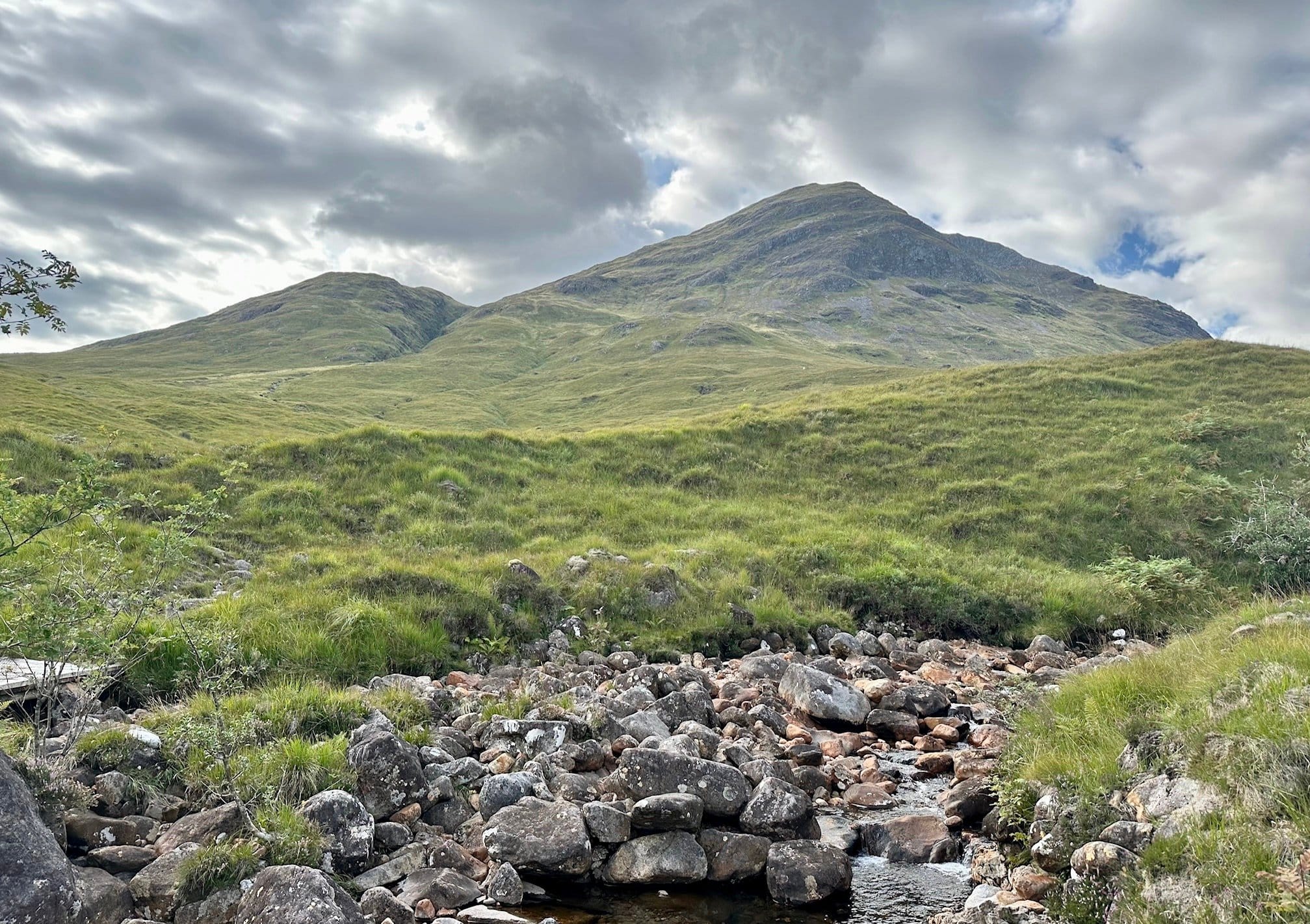 RESTING PLACE: looking up at Beinn Fhionnlaidh from the stream where I spent a couple of hours relaxing