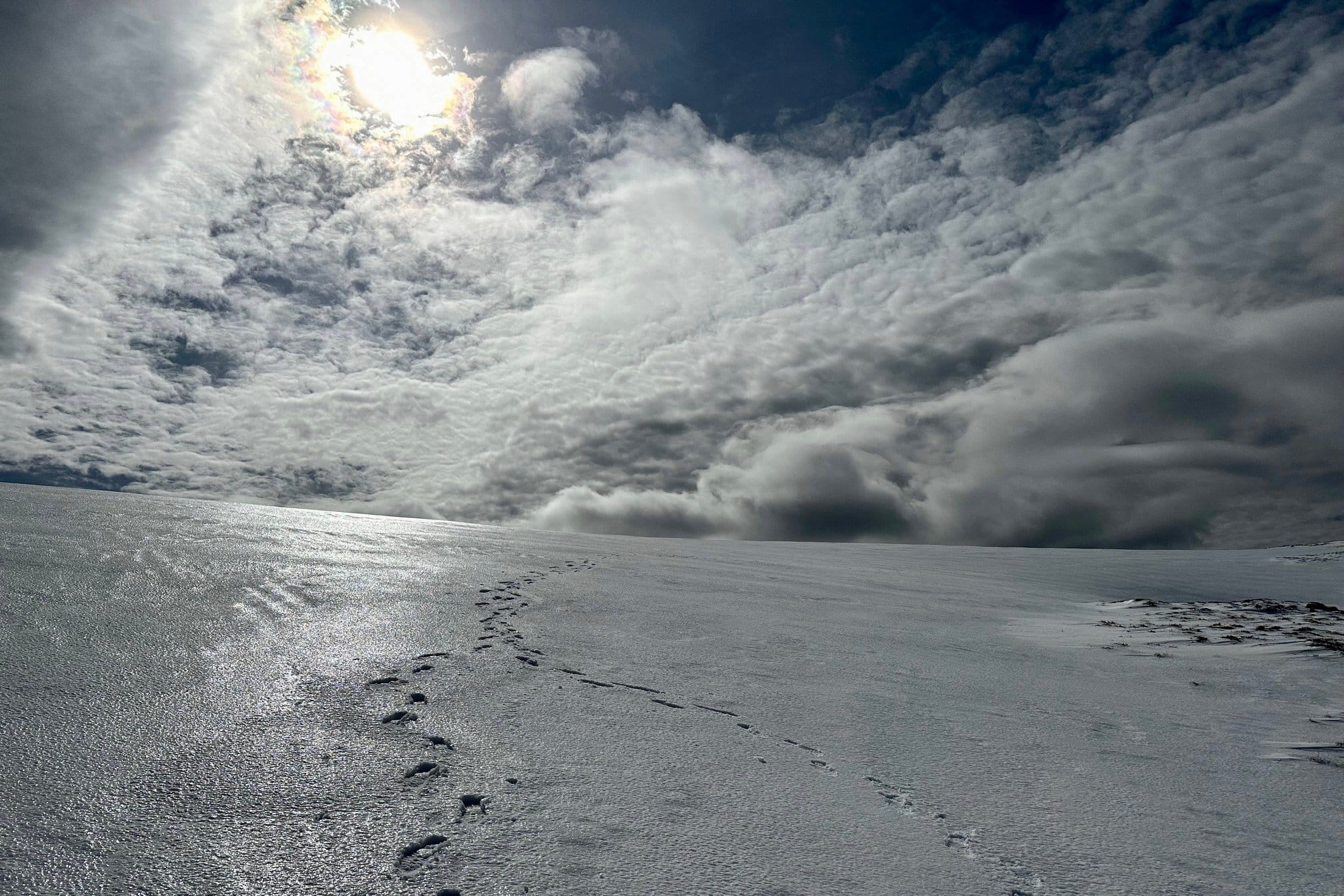 FROZEN BEAUTY: Spring turns back to winter on the descent down northern side of Ben Tirran
