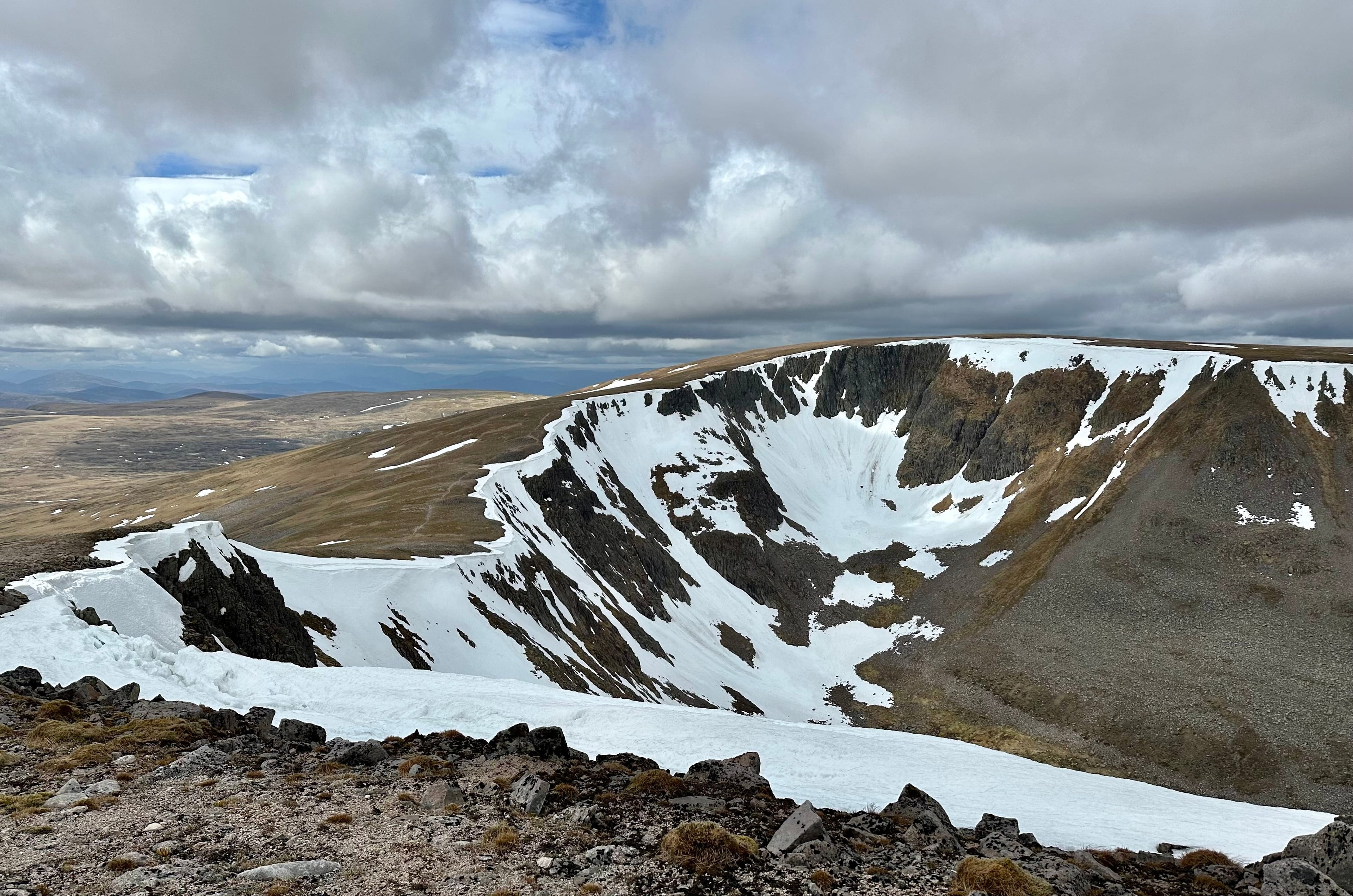 HOW DID WE END UP THERE? Looking over to Carn na Criche from ascent of Sgor an Lochain Uaine in clear conditions