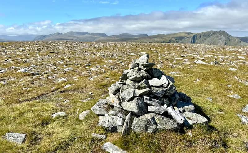 LONELY SUMMIT: The view from Carn Ban cairn to the Beinn Dearg hills, left, and Seana Bhraigh peaks